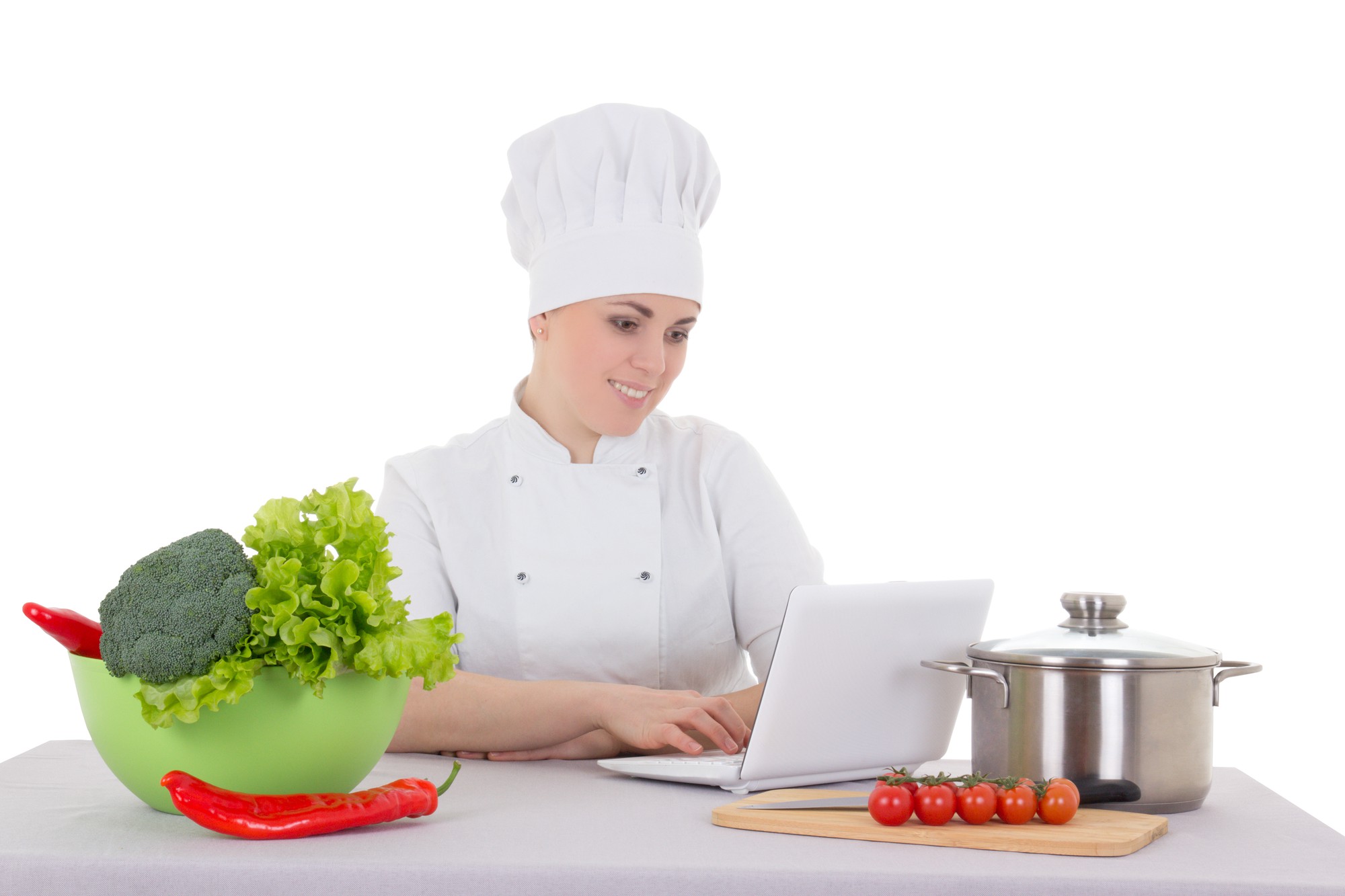 Interno studio di cucina con chef